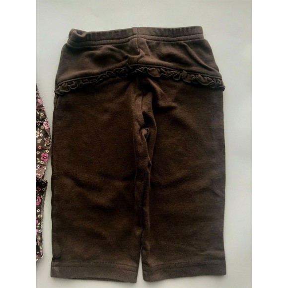 Girl's Size 9M 6-9 Months Two Piece Carter's Brown Floral Blouse Top & Pants - Picture 5 of 6